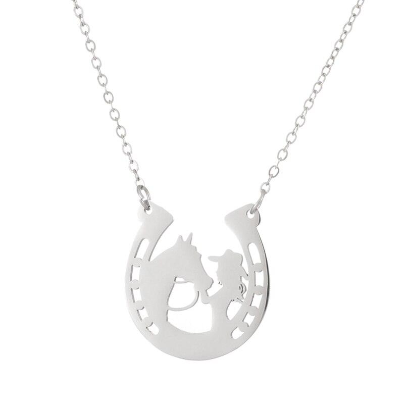 Pendentif porte bonheur en fer à cheval et jeune fille en deux couleurs - Pegasus-square