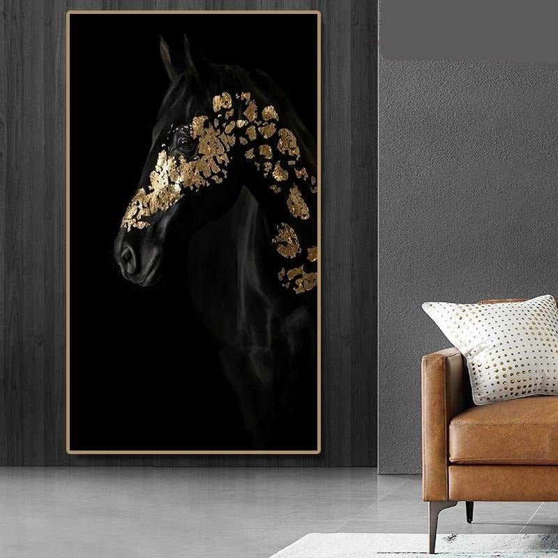 Poster "Cheval Noir et Or" - Pegasus-square