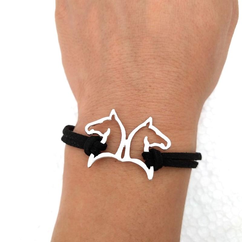 Bracelet fantaisie deux têtes de chevaux - Pegasus-square