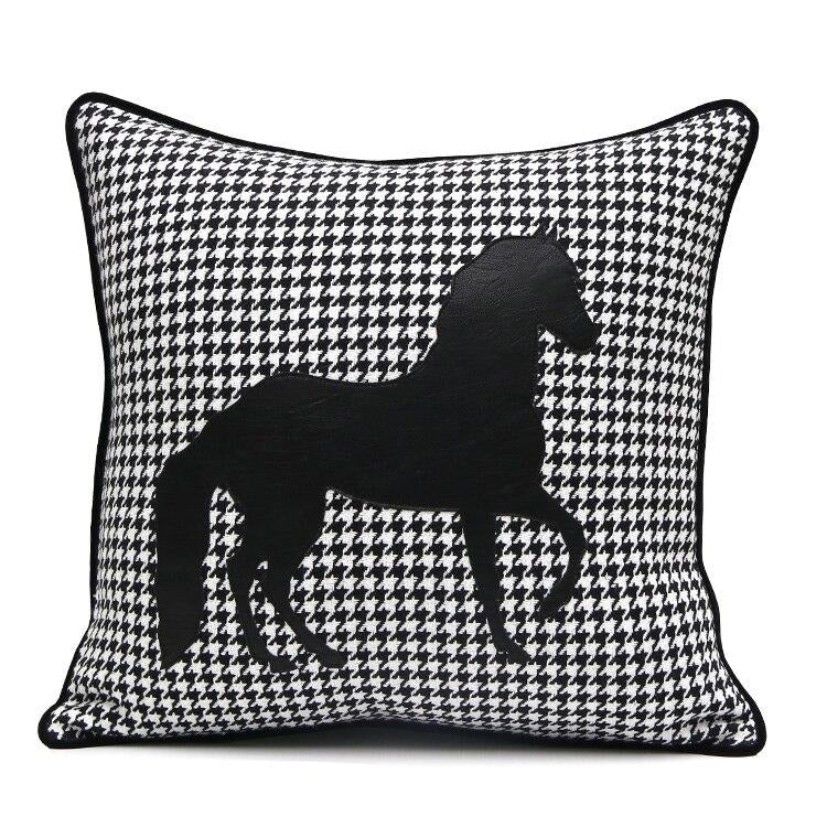 Housse de coussin Elégance noir et blanc "Pied de poule" - Pegasus-square