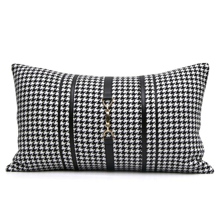 Housse de coussin Elégance noir et blanc "Pied de poule" - Pegasus-square