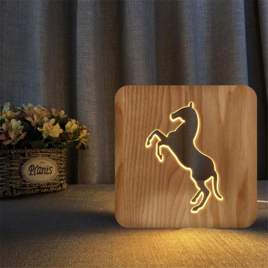 Lampe en Bois Décoration Cheval - Pegasus-square