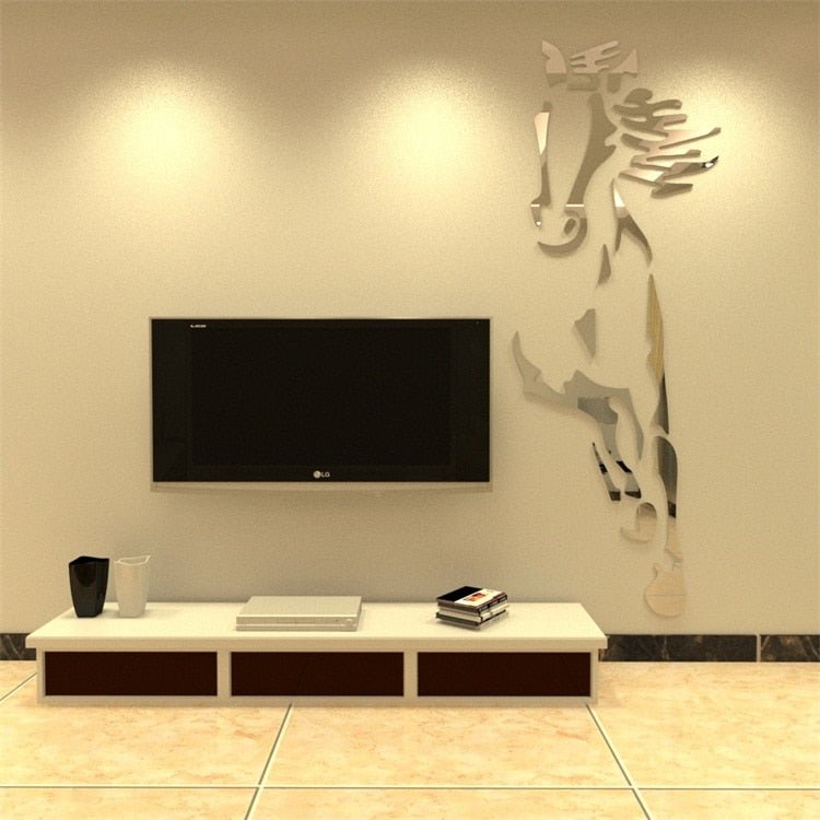 Spectaculaire Sticker mural miroir "Cheval au galop" - Pegasus-square