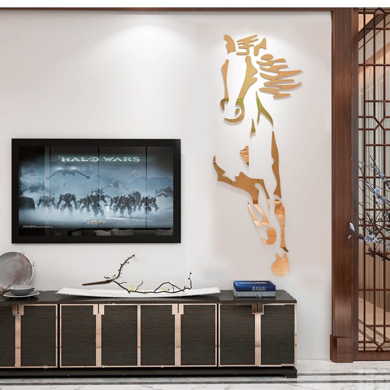 Spectaculaire Sticker mural miroir "Cheval au galop" - Pegasus-square