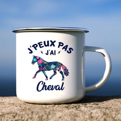 Tasse en Métal Emaillé "J'Peux pas, j'ai Cheval" ! ;-) - Pegasus-square