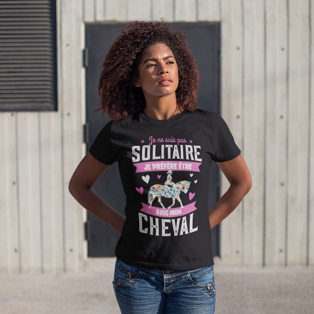 Tee Shirt cheval Je ne suis pas solitaire - Pegasus-square