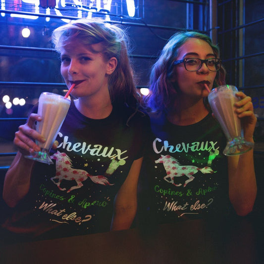 Tee-shirt Chevaux, Copines et Apéro - Pegasus-square